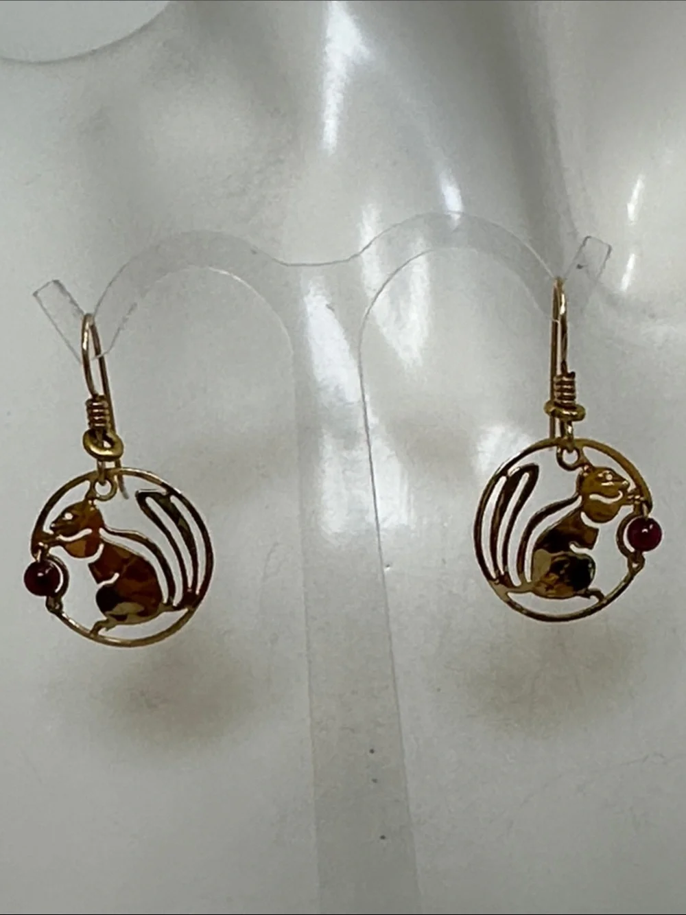 WILD Bryde Squirrel Dangle Earrings with Garnet Gems